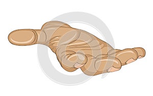 Gesture open palm. Hand gives or receives. Vector illustration