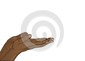 Gesture open palms. Two black Hand gives or receives. Vector