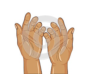Gesture open palms. Two Hand gives or receives. Vector