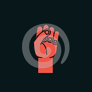 Gesture. Power sign. Stylized hand with all fingers clenched. Vector. Icon.