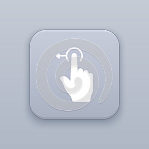 Gesture scroll left, Gesture touch left, gray vector button with