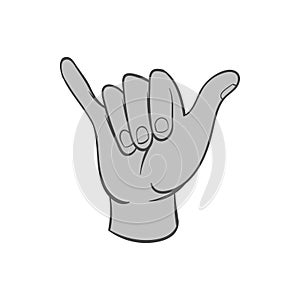 Gesture shaka icon, black monochrome style