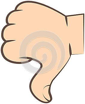 Gesture of Thumb down vector illustration. Hand Showing dislike or disagreement, unlike, bad