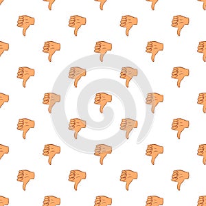 Gesture thumbs down pattern, cartoon style