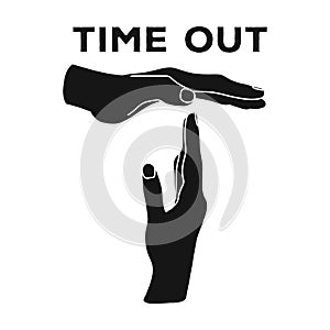 Gesture of a time out.Basketball single icon in black style vector symbol stock illustration web.