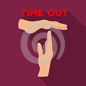 Gesture of a time out.Basketball single icon in flat style vector symbol stock illustration web.