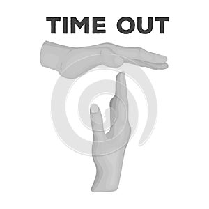 Gesture of a time out.Basketball single icon in monochrome style vector symbol stock illustration web.