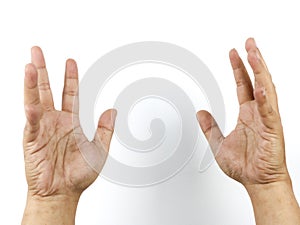 The gesture of two hands asking for help while drowning