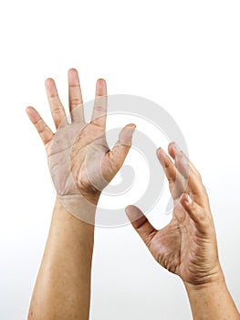 The gesture of two hands asking for help while drowning photo