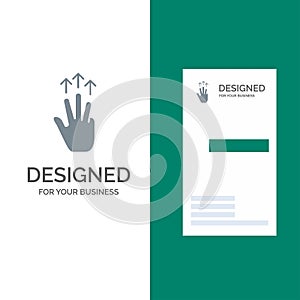 Gestures, Hand, Mobile, Three Finger, Touch Grey Logo Design and Business Card Template