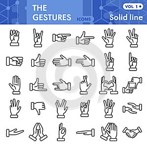Gestures line icon set, Human hand signals symbols collection or sketches. Finger signs for web, linear style pictogram photo