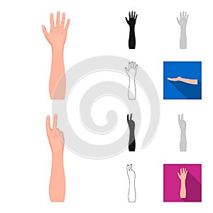 Gestures and their meaning cartoon,black,flat,monochrome,outline icons in set collection for design.Emotional part of