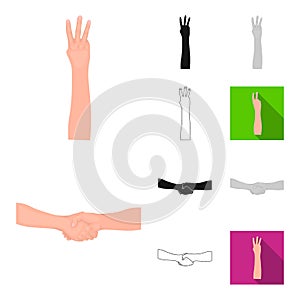 Gestures and their meaning cartoon,black,flat,monochrome,outline icons in set collection for design.Emotional part of
