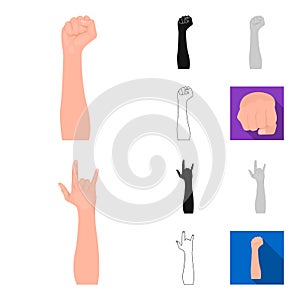 Gestures and their meaning cartoon,black,flat,monochrome,outline icons in set collection for design.Emotional part of