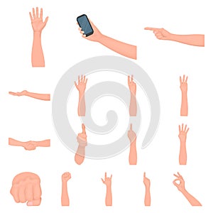 Gestures and their meaning cartoon icons in set collection for design.Emotional part of communication vector symbol