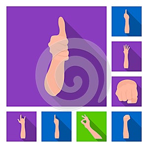 Gestures and their meaning flat icons in set collection for design.Emotional part of communication vector symbol stock