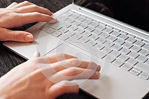 Gestures on the touchpad. Concept of using a laptop