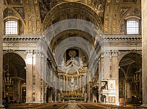 Gesu Nuovo interior church in Naples, Italy