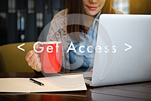 Get Access Social Media Obtainable Available Businessman Internet Online photo