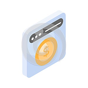 Get this amazing icon of website monetization in isometric style