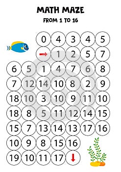 Get cute blue fish to the seaweed by counting to 16