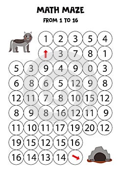 Get cute cartoon wolf to its lair by counting to 16