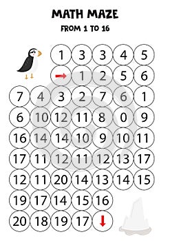 Get cute puffin to the ice berg by counting to 16