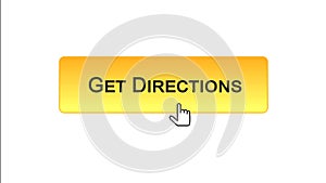 Get directions web interface button clicked with mouse cursor, orange color