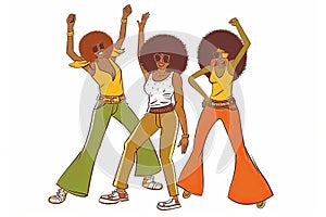 Get down on it dancing party 70s seventies music vector illustration Generative AI