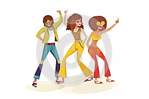 Get down on it dancing party 70s seventies music vector illustration Generative AI