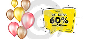 Get Extra 60 percent off Sale. Discount offer sign. Vector