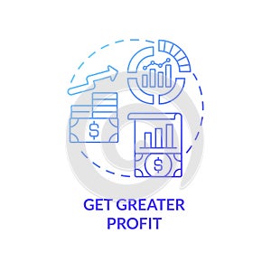 Get greater profit blue gradient concept icon