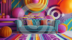 Get groovy with this retroinspired Pop Art Explosion design full of playful pops of colo