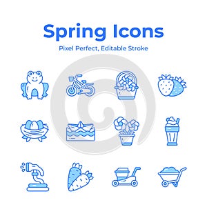 Get hold on this beautifully designed spring vectors, farming, gardening and agriculture icons set