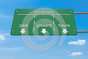 Get In Lane: Past Or Present Or Future, 3d illustration