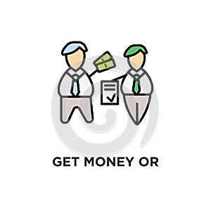 get money or investment for contract icon, make a deal, business template,, agreement, business people close the deal, process of