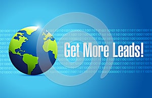 Get More Leads globe binary sign background