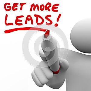 Get More Sales Leads Salesman Writing Words Increase Selling photo