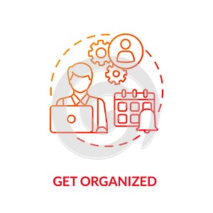 Get organized red gradient concept icon