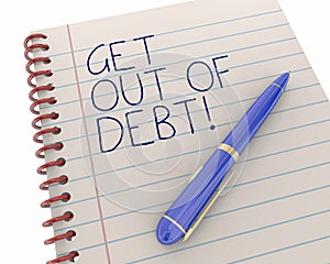 Get Out of Debt Financial Help Bankruptcy Pen Writing