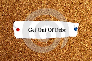 get out of debt word on paper