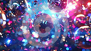 Get the party started with this upbeat and lively background of colorful confetti and sparkling disco balls