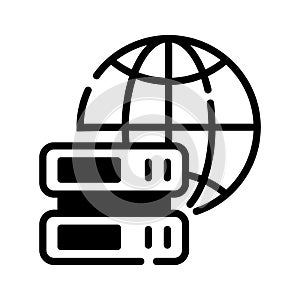 Get this premium glyph style icon of web hosting