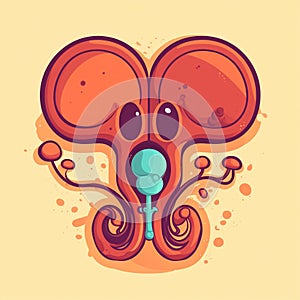 Cartoon kidney with nephrons photo