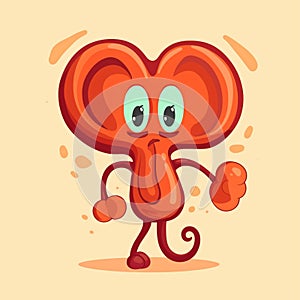 Cartoon kidney with nephrons photo
