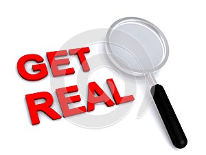 Get real with magnifying glass on white