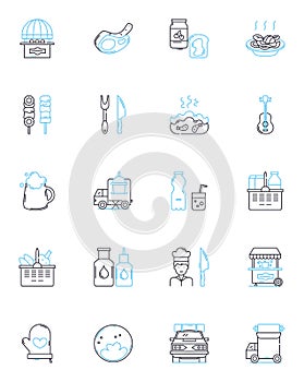 Get-together linear icons set. Socializing, Gathering, Meet-up, Reunion, Conference, Get-together, Celebration line