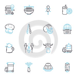 Get-together linear icons set. Socializing, Gathering, Meet-up, Reunion, Conference, Get-together, Celebration line