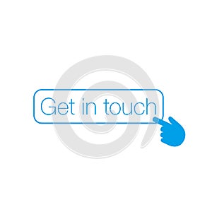 Get in touch button with hand cursor, Can be used for web, ui, apps, Stock Vector illustration isolated on white background