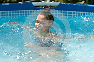 Get ultimate relaxation. Happy child relax in swimming bath. Chill pool day. Recreation and relaxation